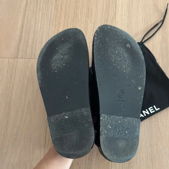 CHANEL Black Quilted Leather Dad Sandals - Picture 2 of 6